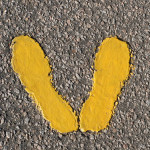 yellow foot prints